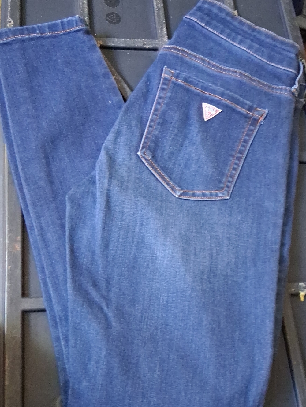 Guess Women's Blue Skinny Jeans with Logo Pocket